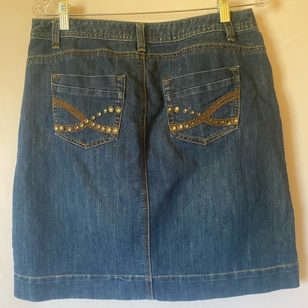 Christopher & Banks Denim Skirt with Studded Pockets, Size 8